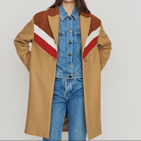 🔥Maje  Gorel Contrast-panel Wool And Cashmere-blend Coat size 36 or 4-6 US👍 - Picture 7 of 10